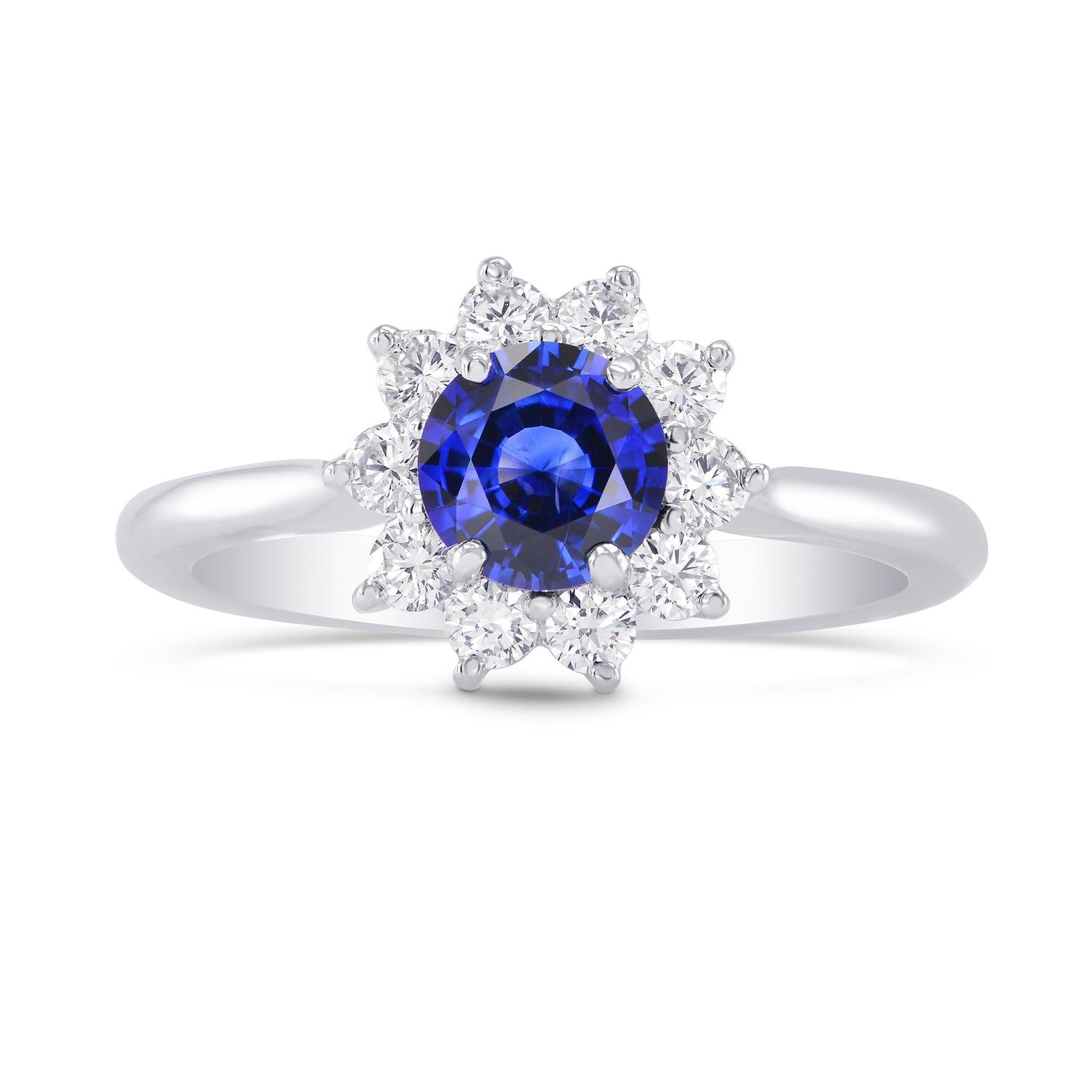 Round Sapphire & Diamond Halo Dress Ring