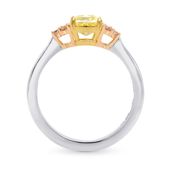 Fancy Yellow Cushion & Pink Diamond Engagement Ring