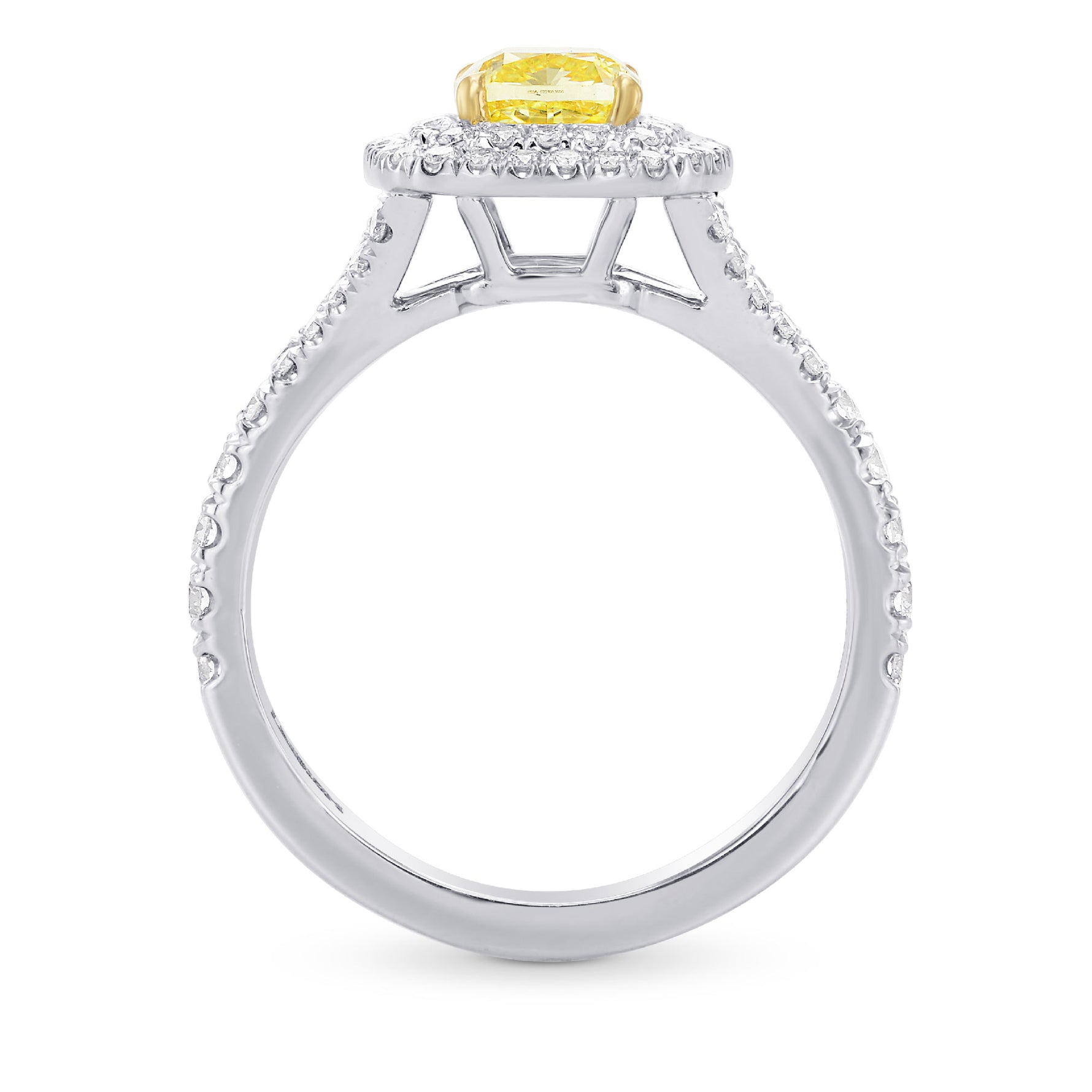 Fancy Intense Yellow Cushion Diamond Double Halo Ring