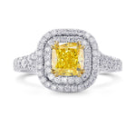 Fancy Vivid Yellow Cushion Diamond Halo Ring