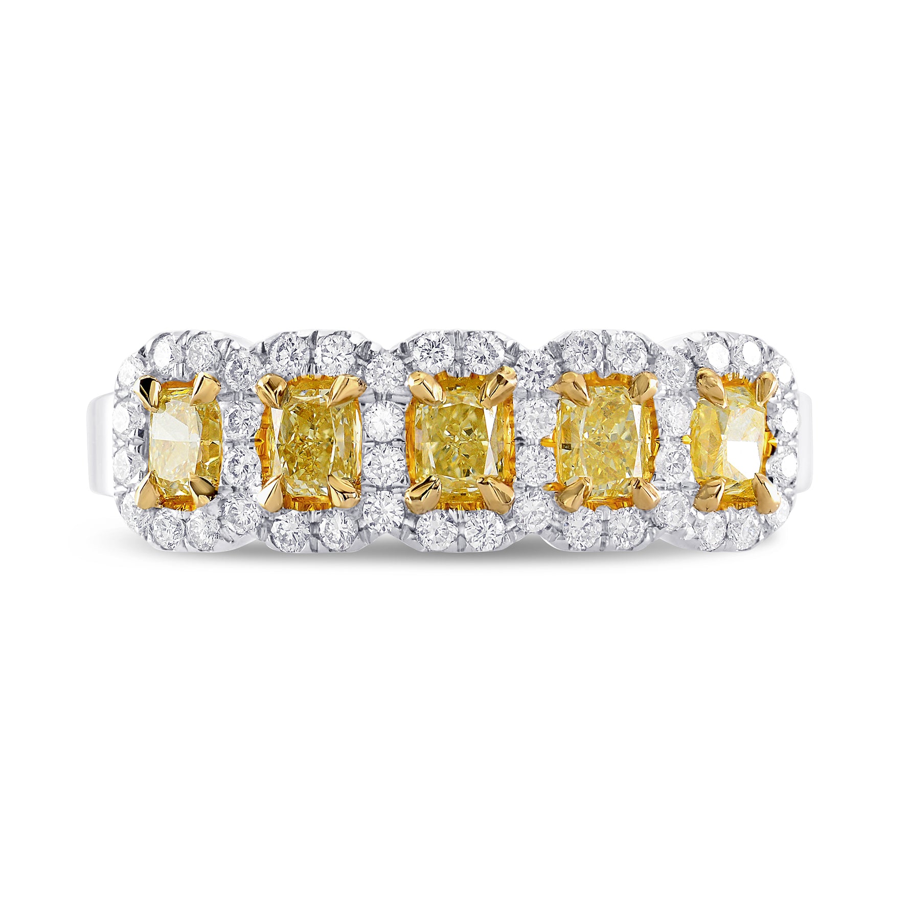 Fancy Light Yellow Radiant Diamond 5 Stone Ring