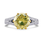 Fancy Intense Greenish Yellow Round Diamond Ring
