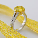 Fancy Intense Greenish Yellow Round Diamond Ring