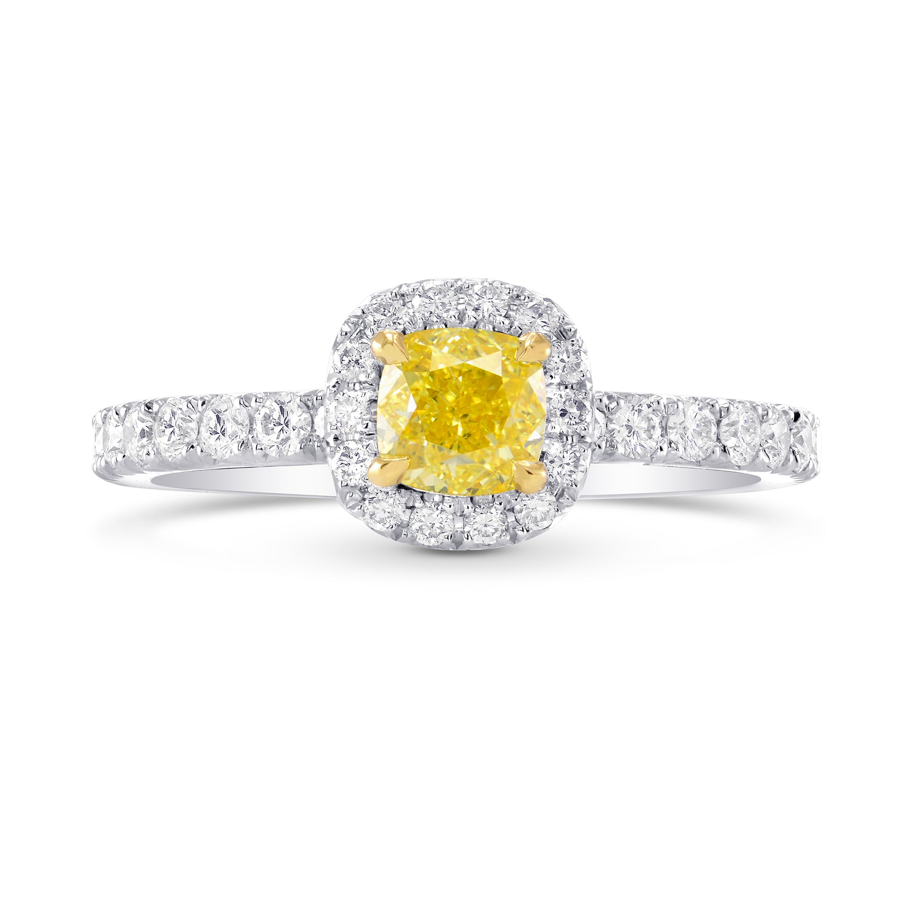 Fancy Intense Yellow Diamond Queen Halo Ring