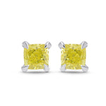 Fancy Intense Yellow Cushion Diamond Stud Earrings