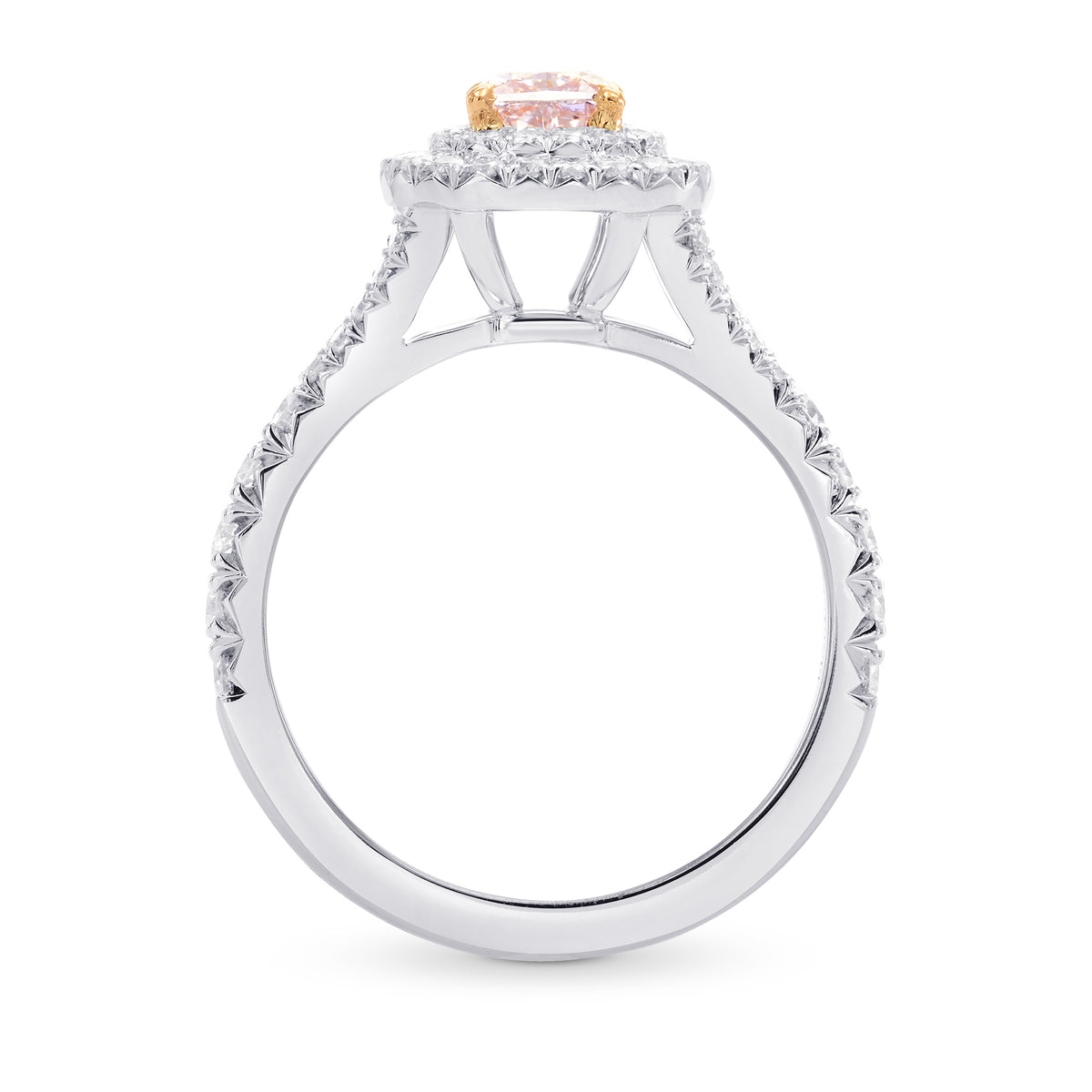 Light Pink Cushion Diamond Halo Ring