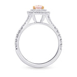 Light Pink Cushion Diamond Halo Ring