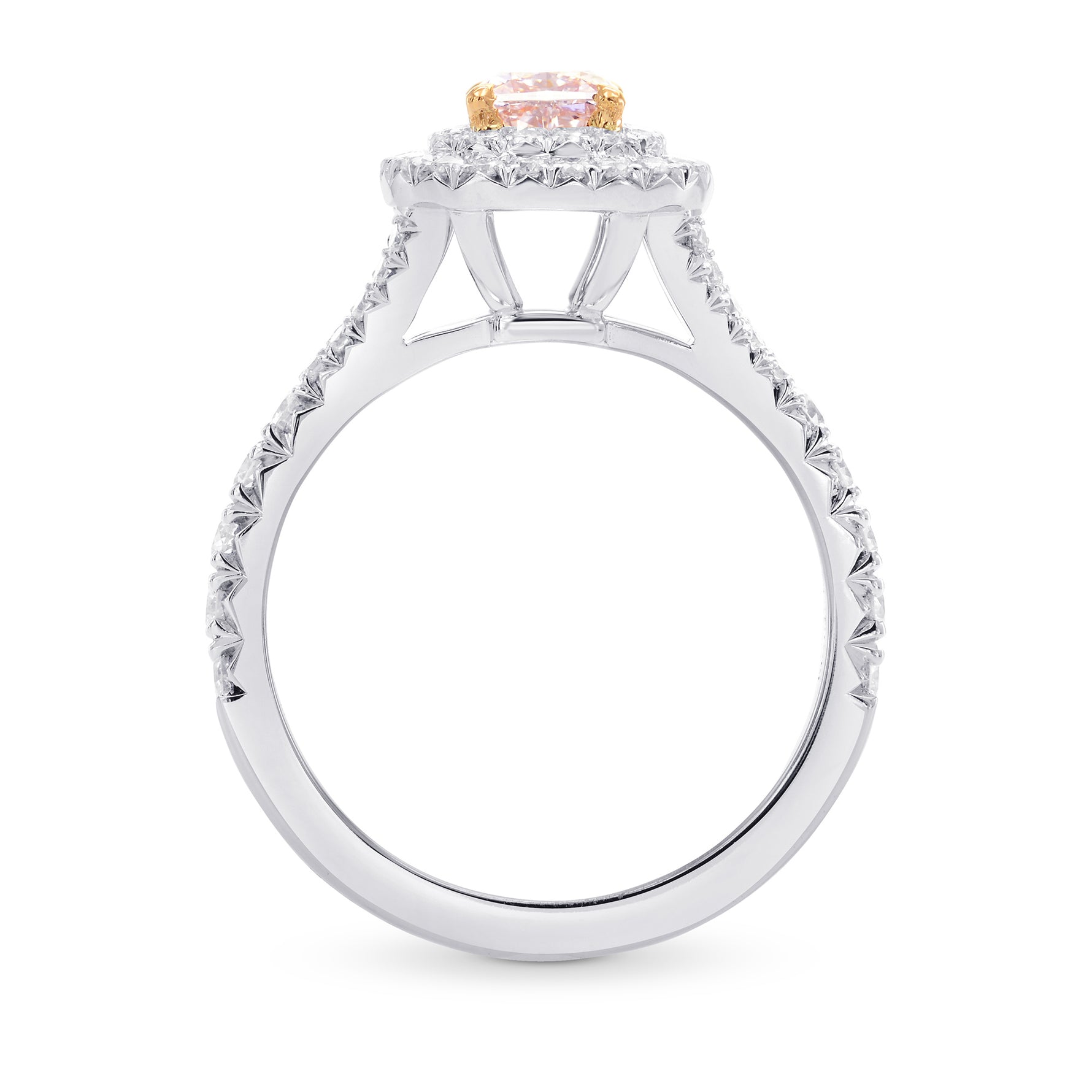 Light Pink Cushion Diamond Halo Ring
