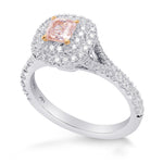 Light Pink Cushion Diamond Halo Ring