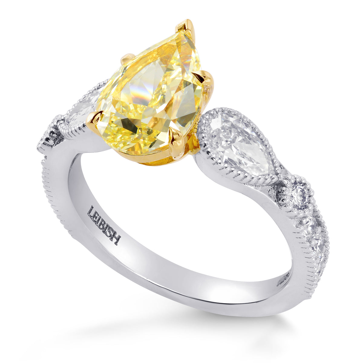 Fancy Yellow Pear Diamond Ring