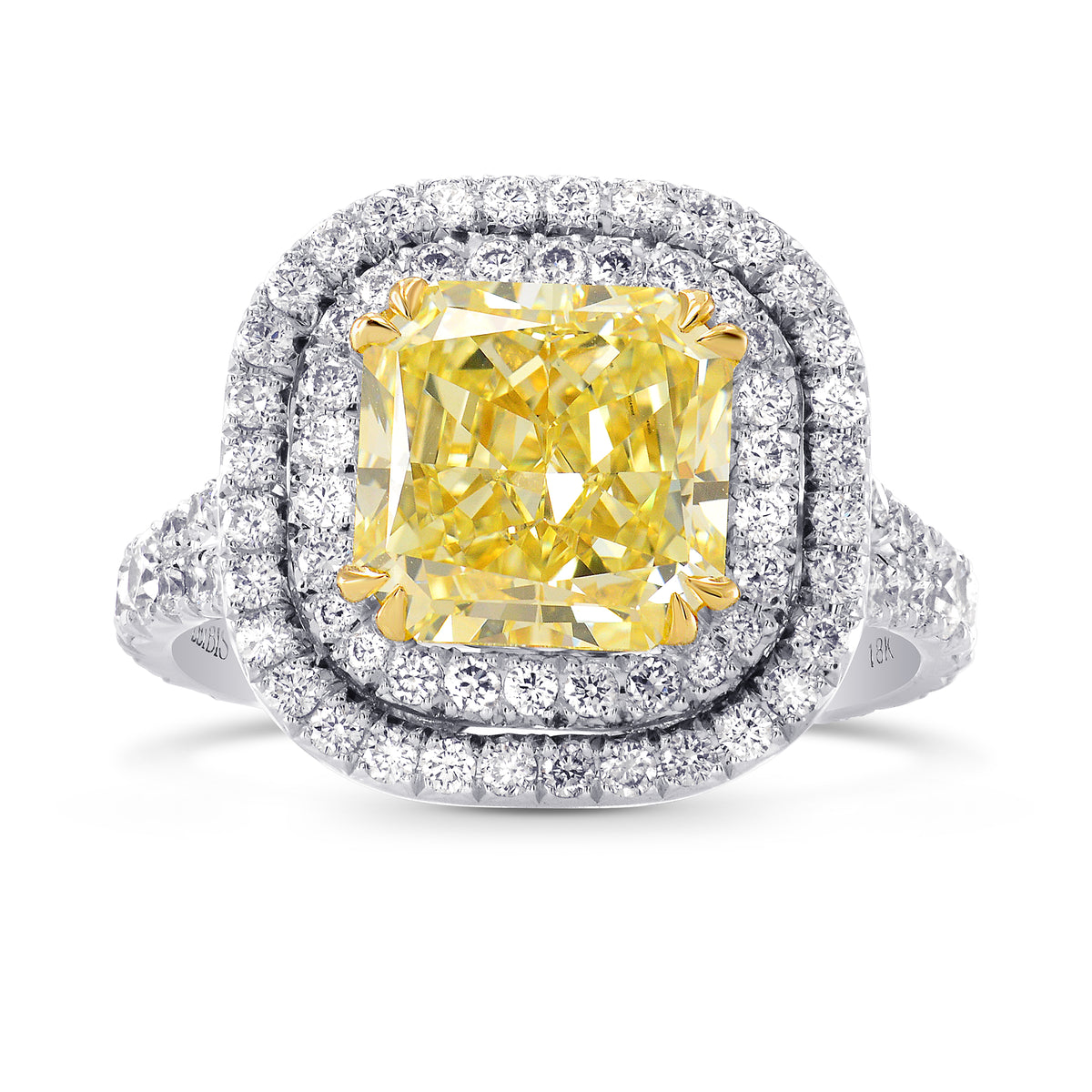 Fancy Yellow Radiant Diamond Carriage Double Halo Ring
