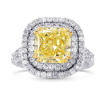 Fancy Yellow Radiant Diamond Carriage Double Halo Ring