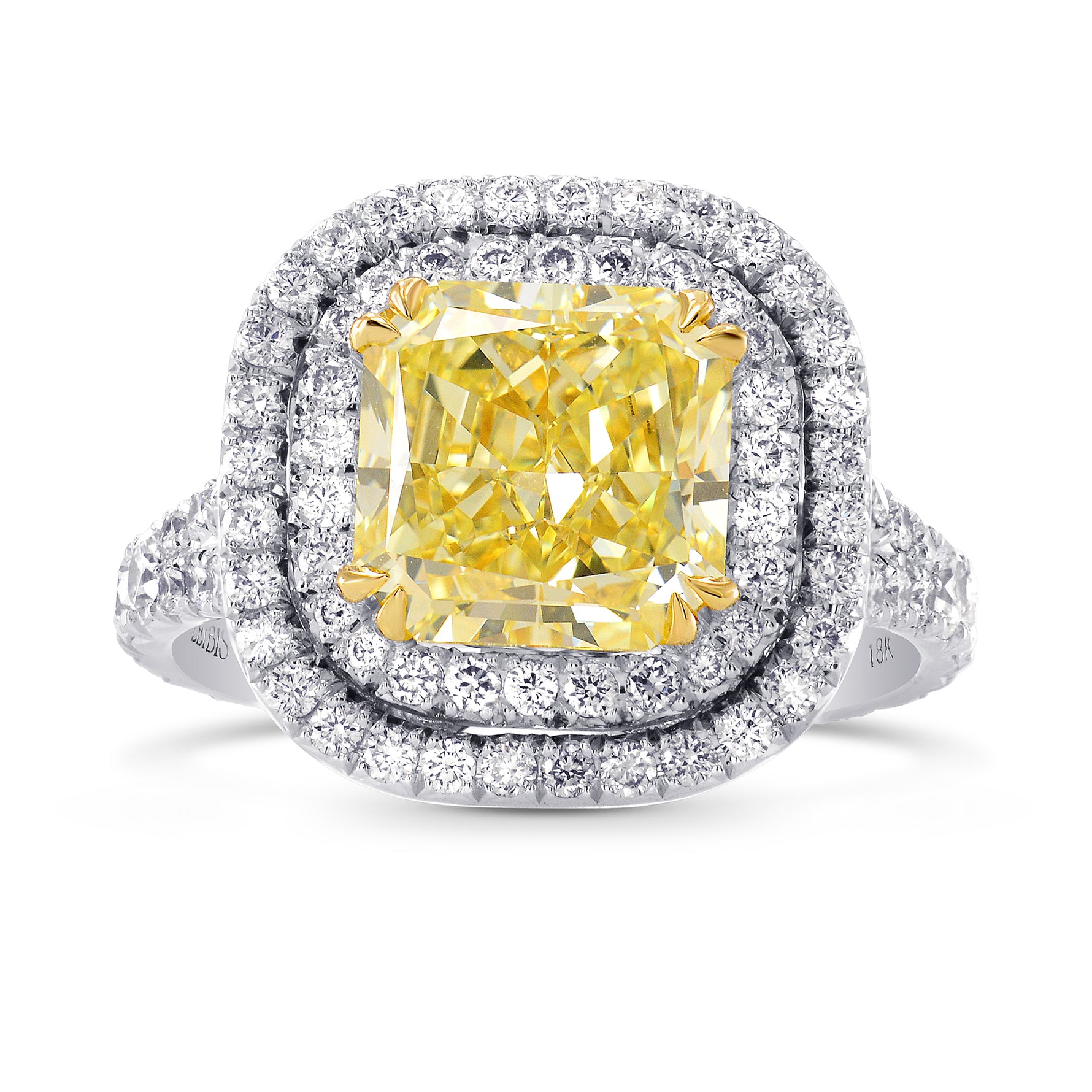 Fancy Yellow Radiant Diamond Carriage Double Halo Ring