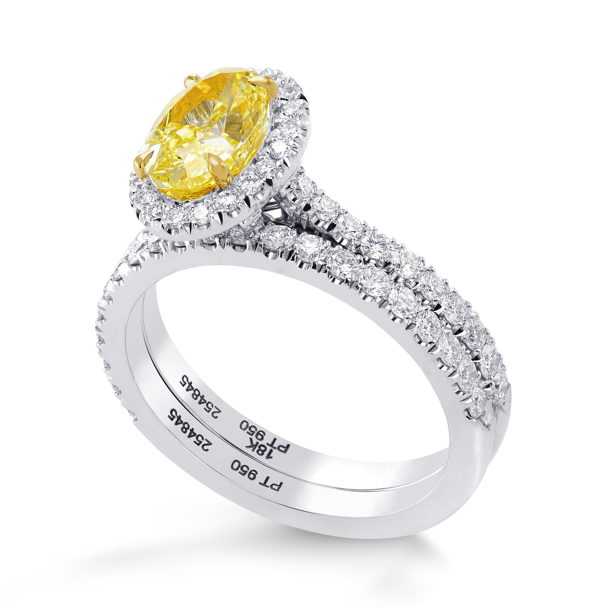 Fancy Intense Yellow, Oval Diamond Engagement & Wedding Ring Set