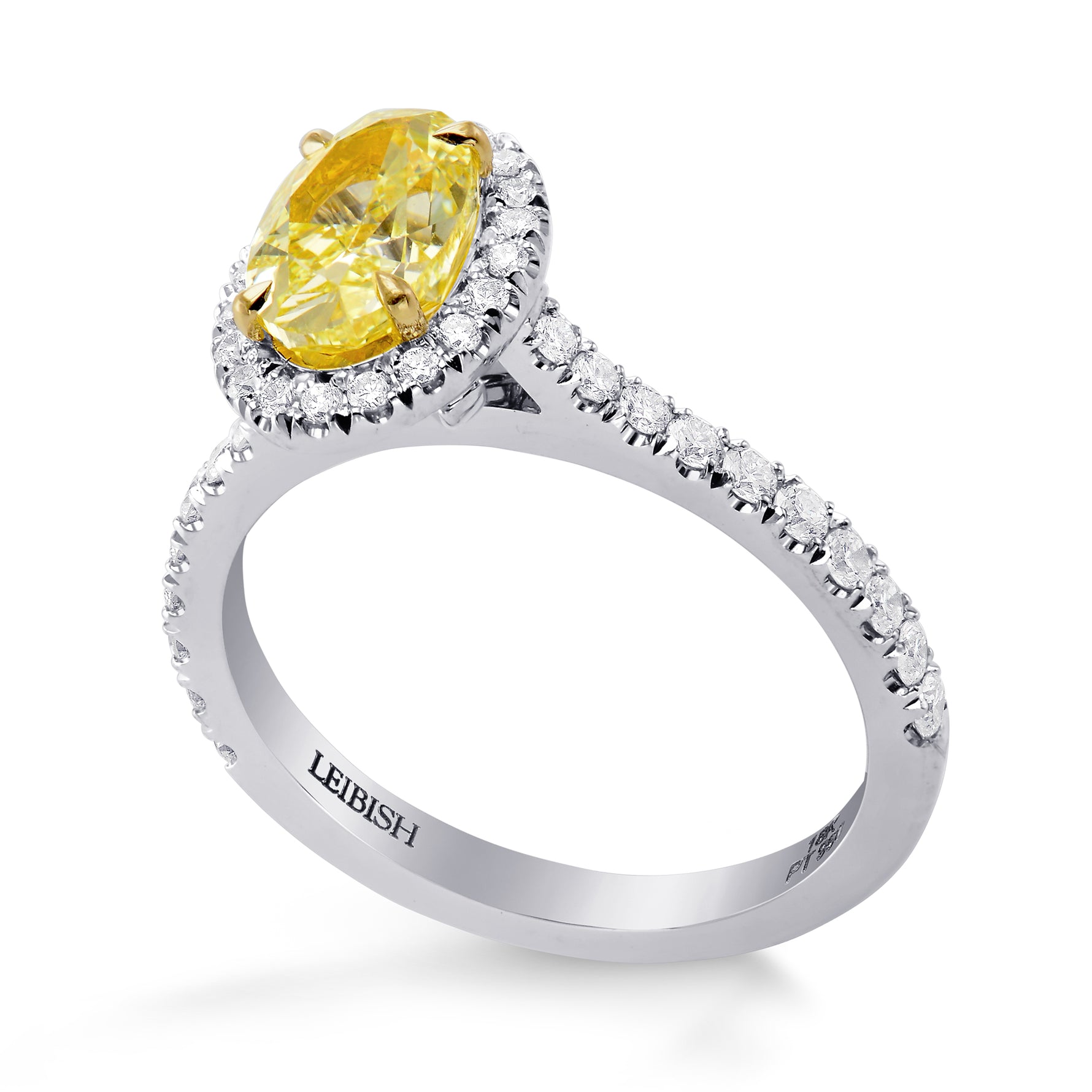 Fancy Intense Yellow, Oval Diamond Engagement & Wedding Ring Set