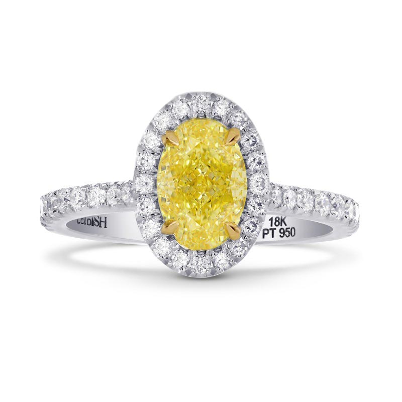 Fancy Intense Yellow, Oval Diamond Engagement & Wedding Ring Set