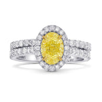Fancy Intense Yellow, Oval Diamond Engagement & Wedding Ring Set