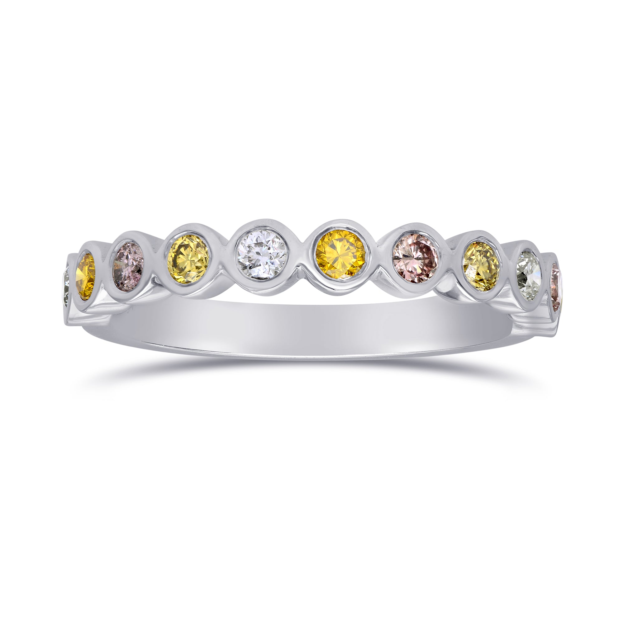 Multicolored Diamond Stackable Bezel Band Ring