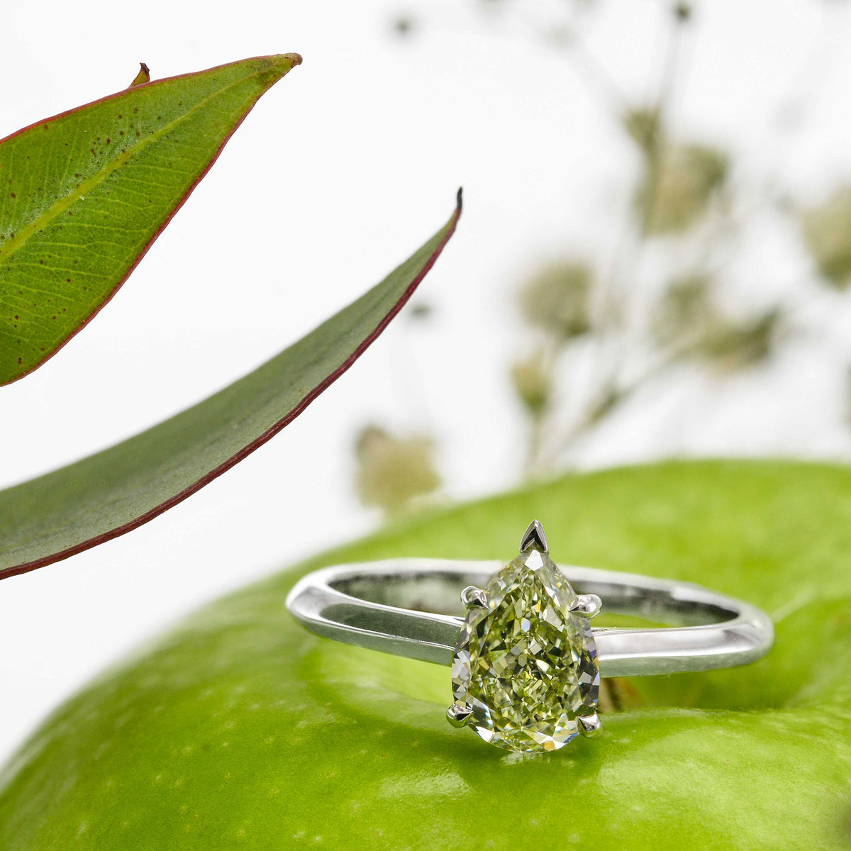 Chameleon Pear Diamond Solitaire Ring
