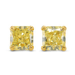 Fancy Yellow Radiant Diamond Stud Earrings