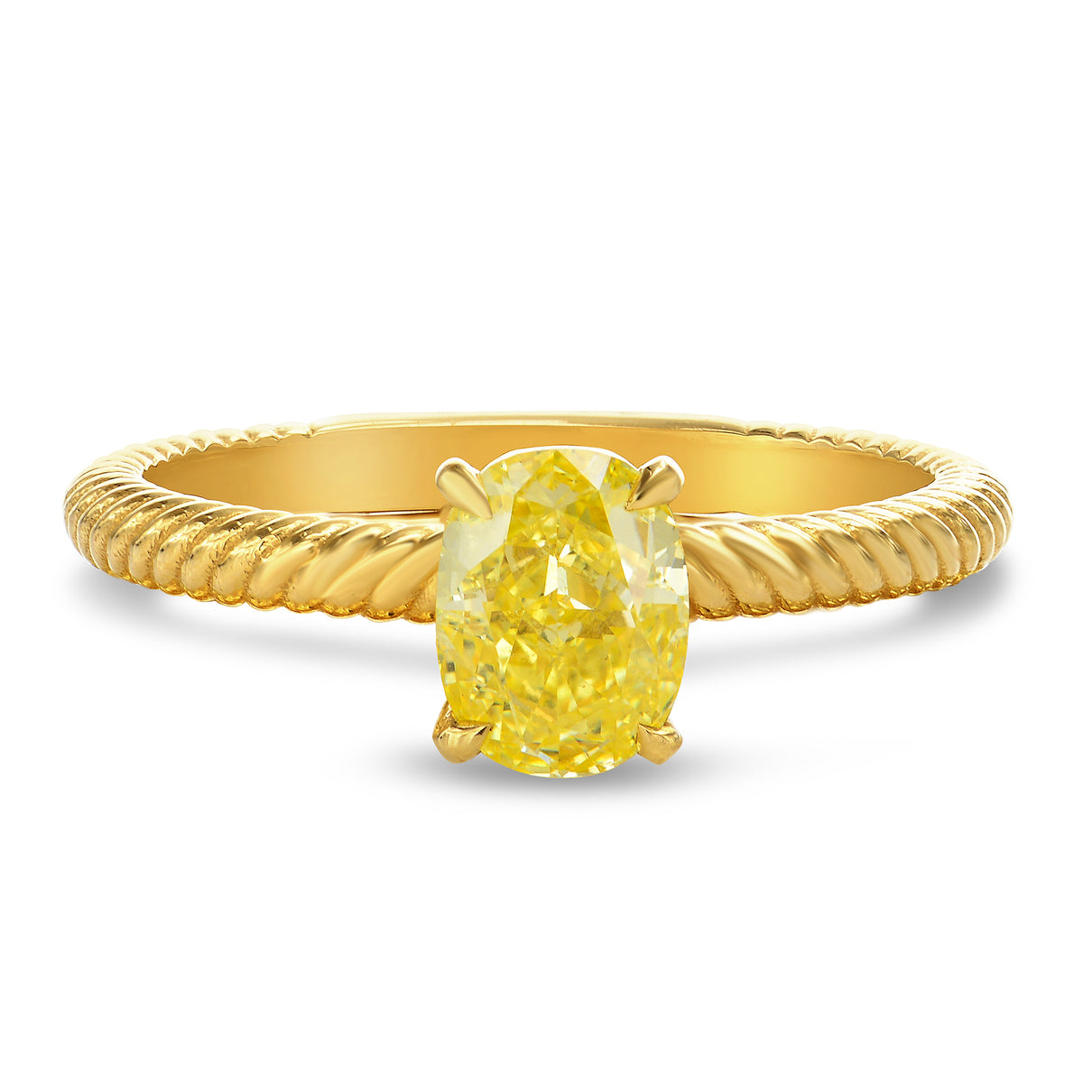 Rope Solitaire Engagement & Wedding Ring Set - 4