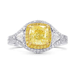 Fancy Yellow Cushion & Triangle Diamond Halo Ring