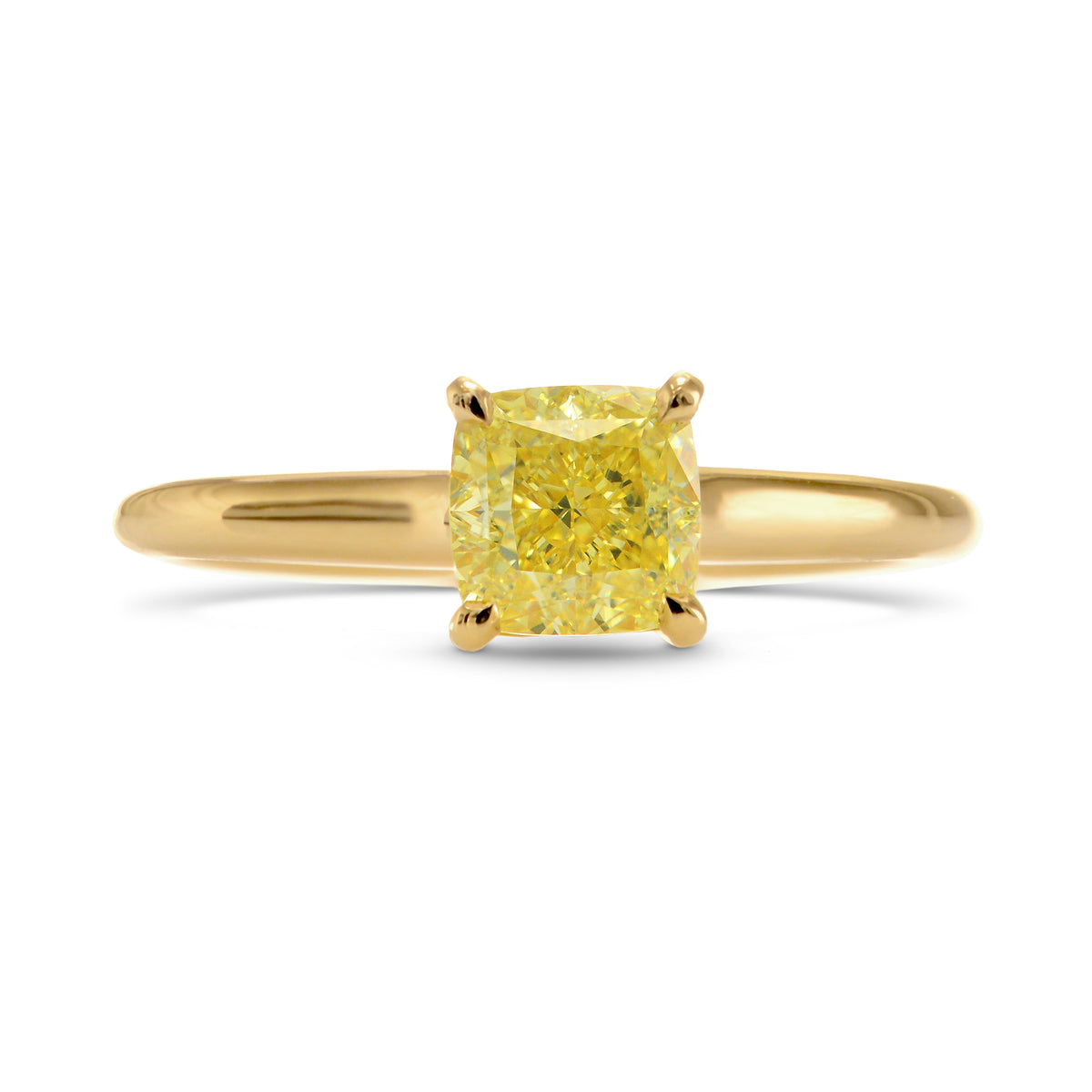 Fancy Intense Yellow Cushion Diamond Solitaire Ring