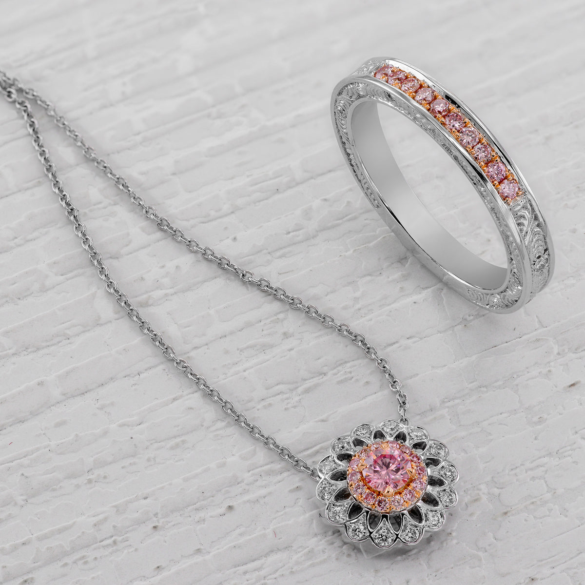 Pink Diamond Filigree Pendant