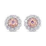 Fancy Intense Pink & White Diamond Pave Flower Earrings