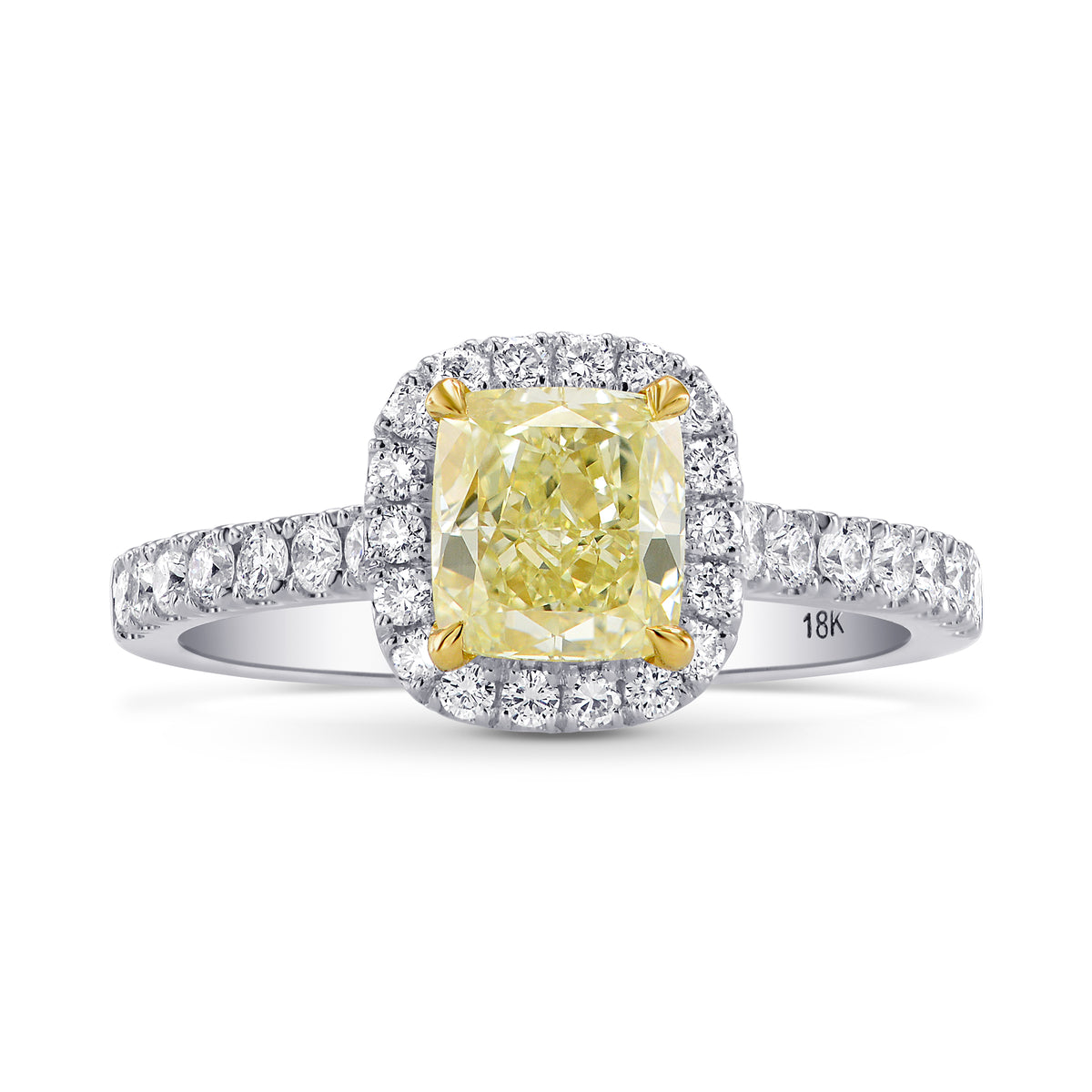 Light Yellow Cushion Diamond Halo Ring