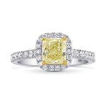Light Yellow Cushion Diamond Halo Ring