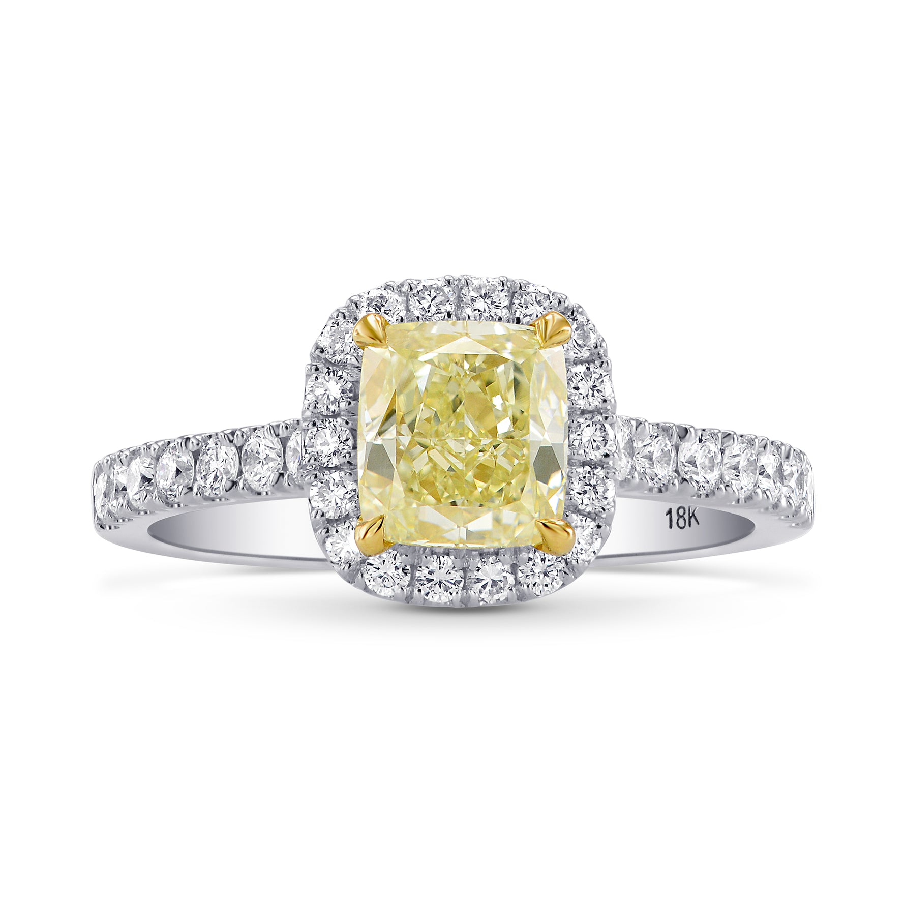 Light Yellow Cushion Diamond Halo Ring