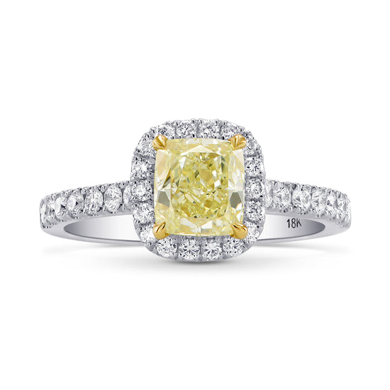 Light Yellow Cushion Diamond Halo Ring