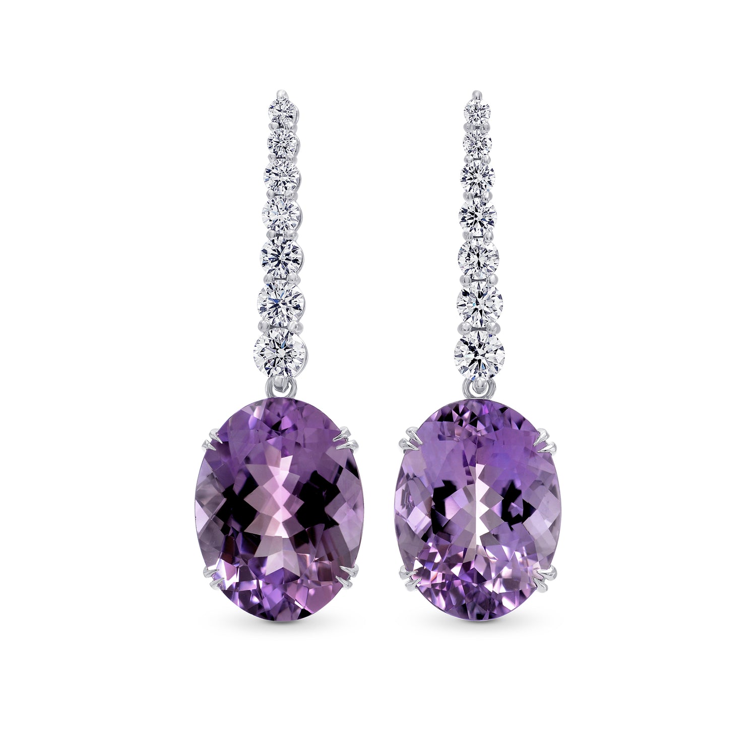 Amethyst & Diamond Oval Drop Earrings