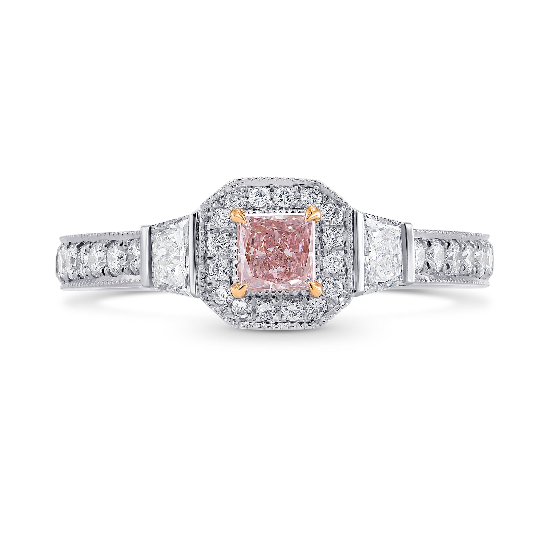 Argyle Fancy Purplish Pink Princess Diamond Engagement Ring