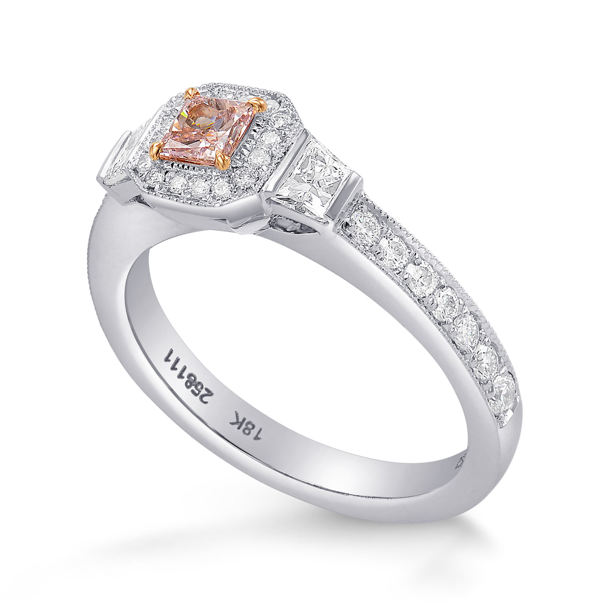 Argyle Fancy Purplish Pink Princess Diamond Engagement Ring