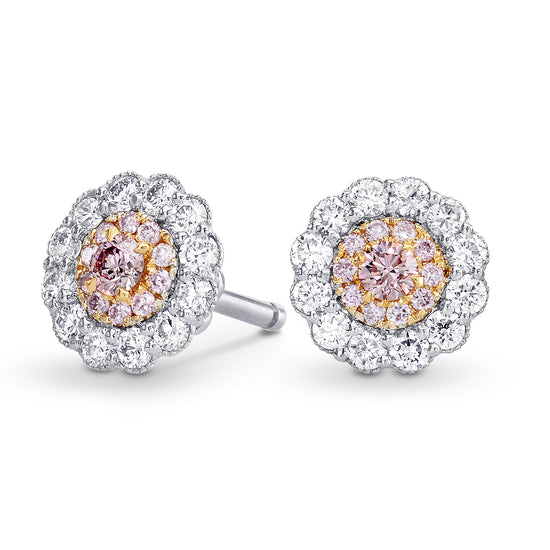 Fancy Pink & White Diamond Pave Flower Earrings