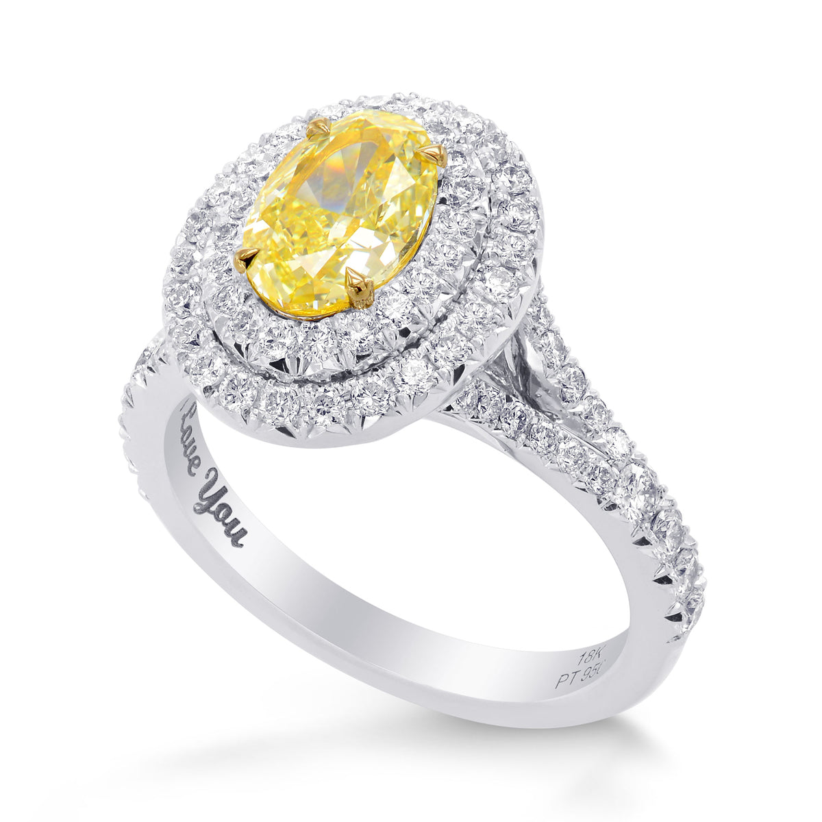 Fancy Yellow Oval Double Halo Ring