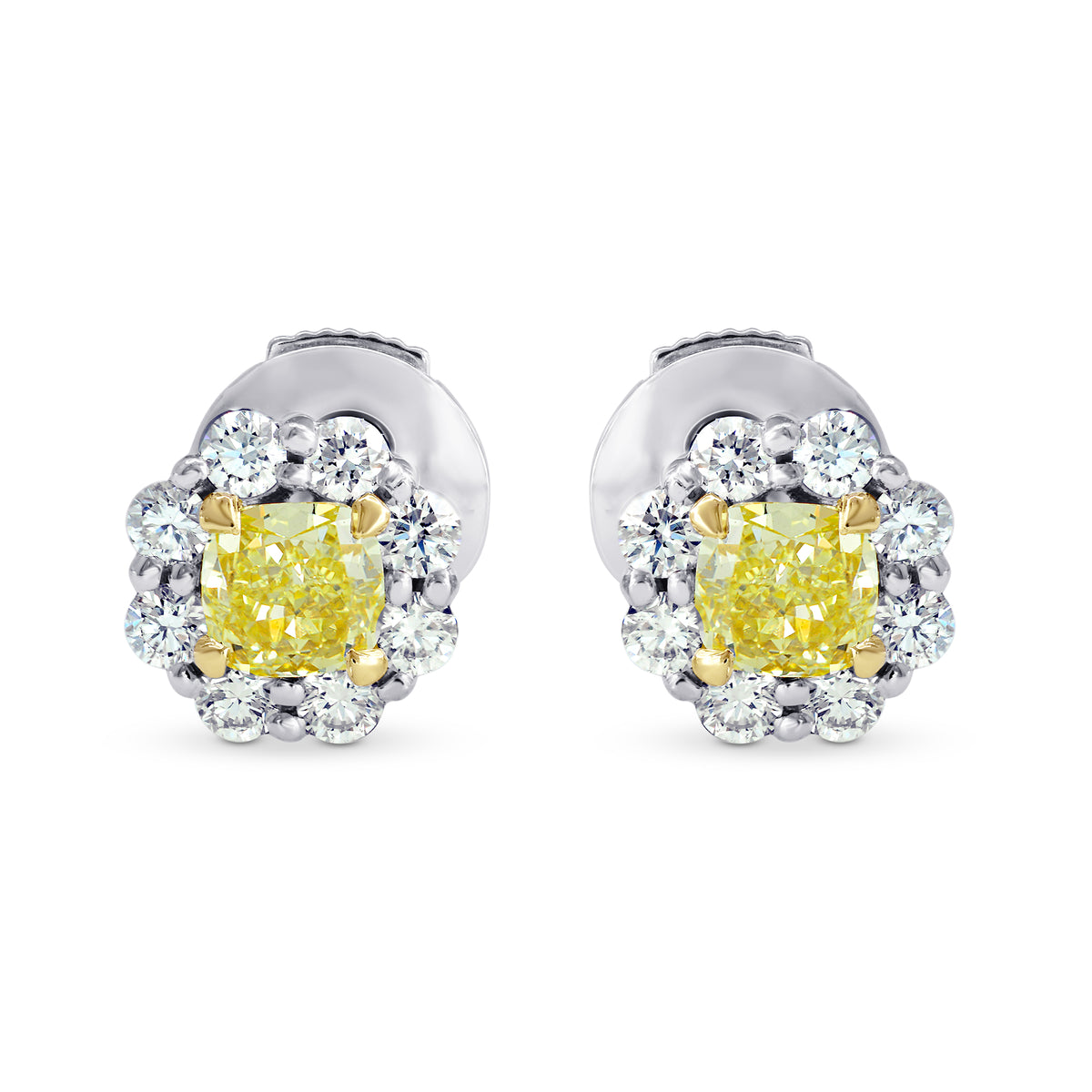 Fancy Yellow Radiant Diamond Earrings