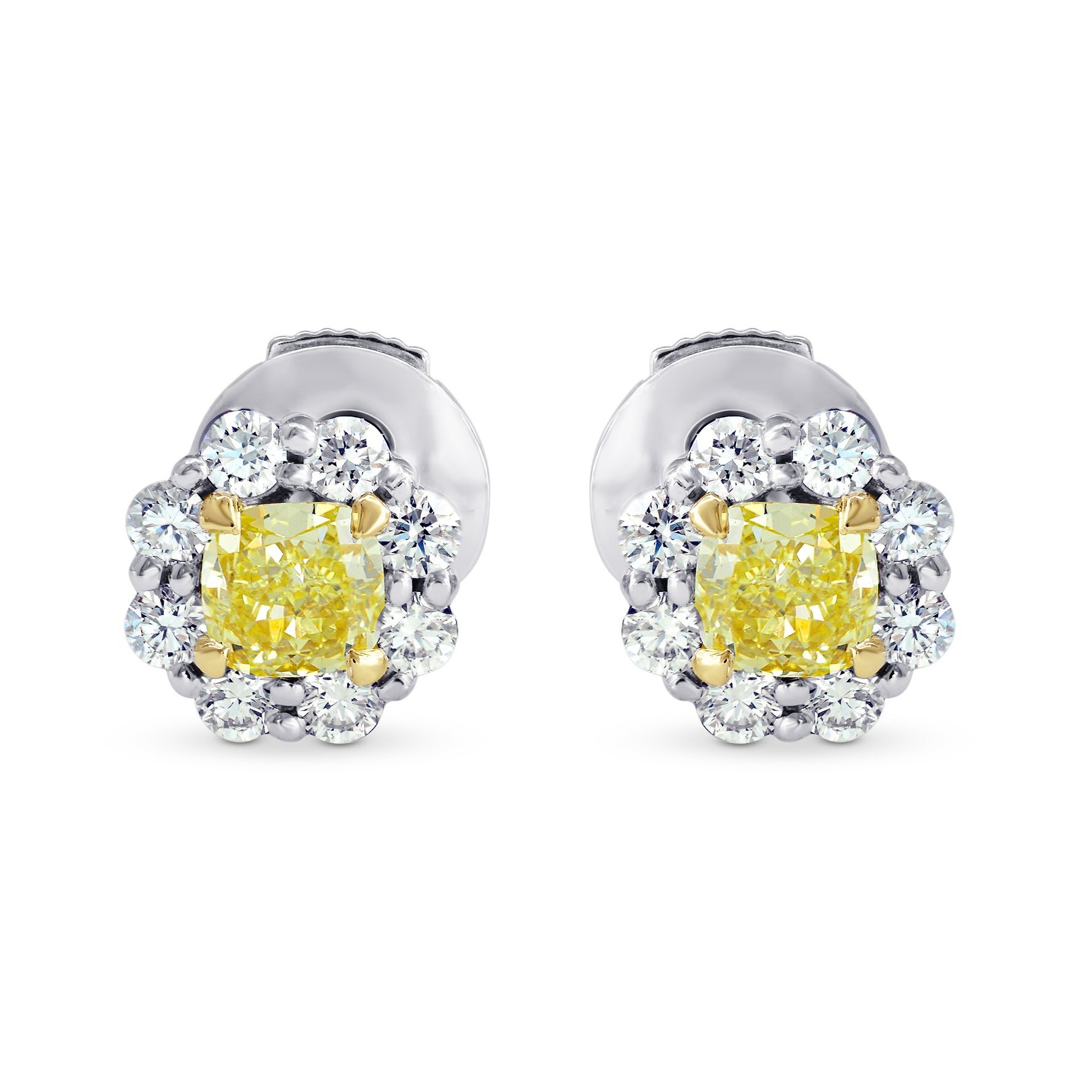Fancy Yellow Radiant Diamond Earrings