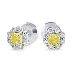 Fancy Yellow Radiant Diamond Earrings