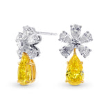 Fancy Vivid Yellow Pear Diamond Drop Earrings