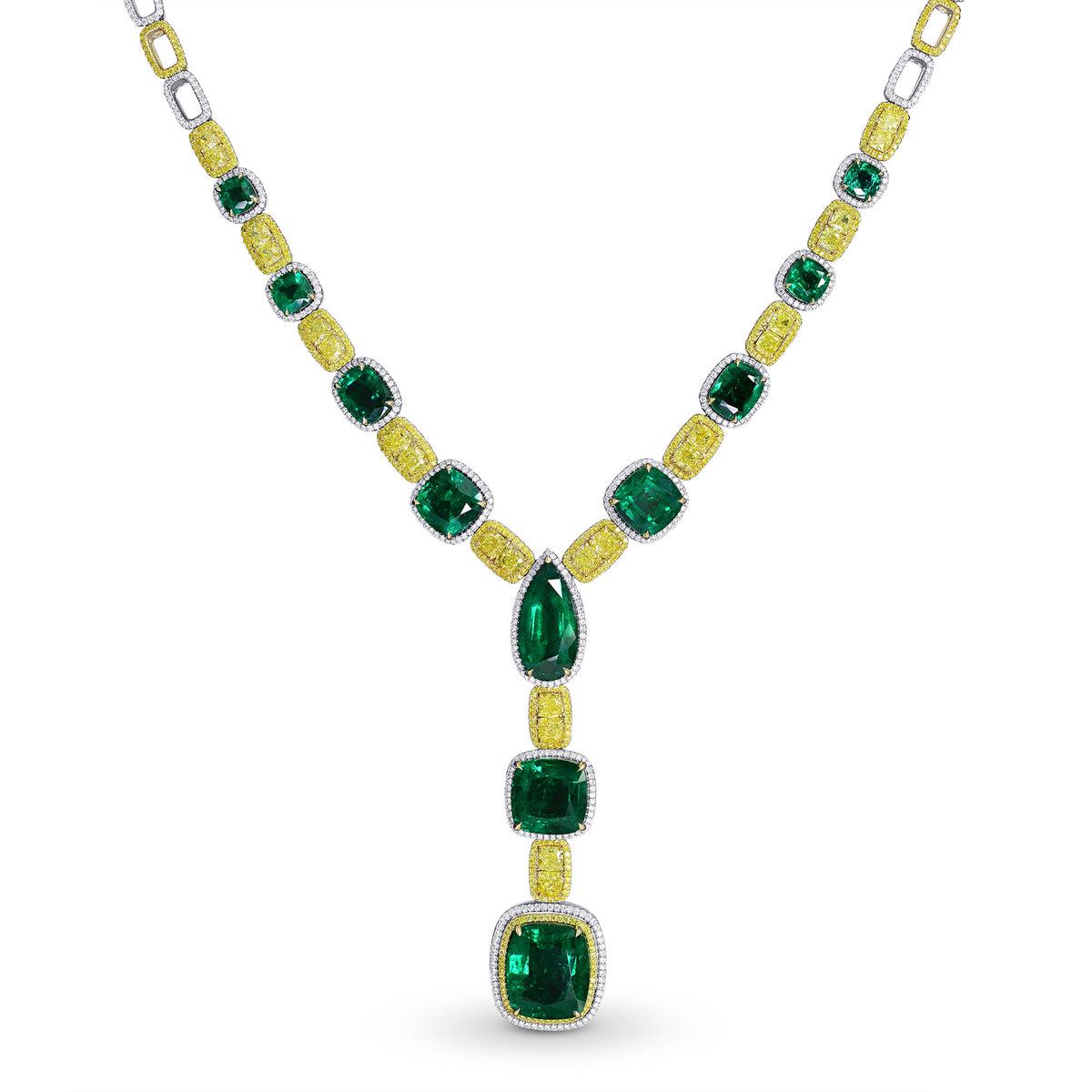 Extraordinary Emerald & Yellow Diamond  Necklace
