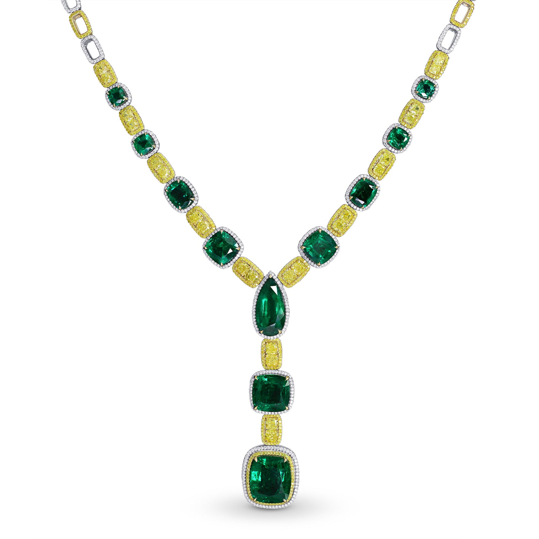 Extraordinary Emerald & Yellow Diamond  Necklace