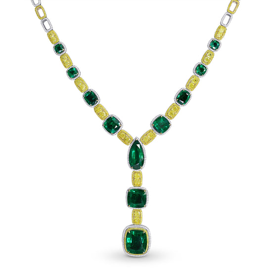 Extraordinary Emerald & Yellow Diamond  Necklace