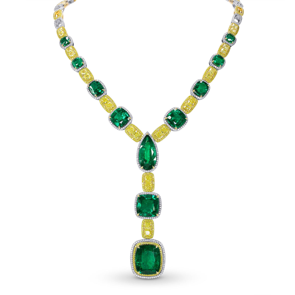 Extraordinary Emerald & Yellow Diamond  Necklace