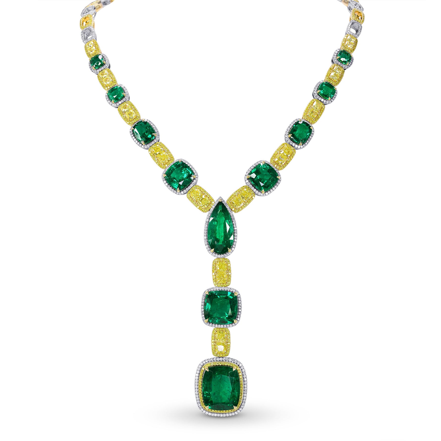 Extraordinary Emerald & Yellow Diamond  Necklace