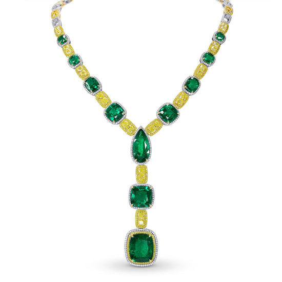 Extraordinary Emerald & Yellow Diamond  Necklace