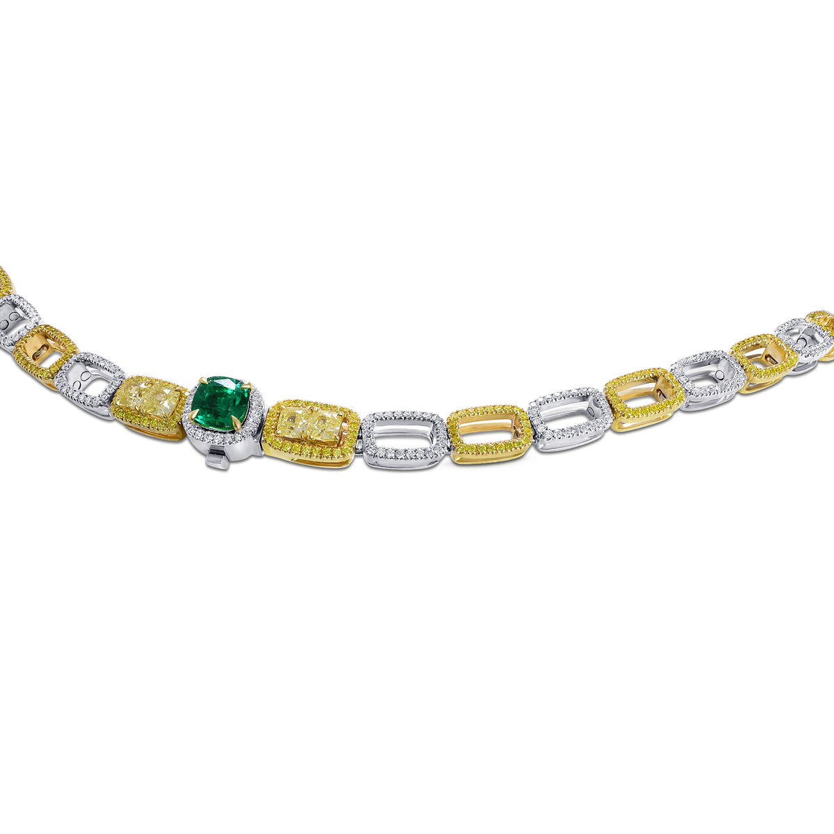 Extraordinary Emerald & Yellow Diamond  Necklace
