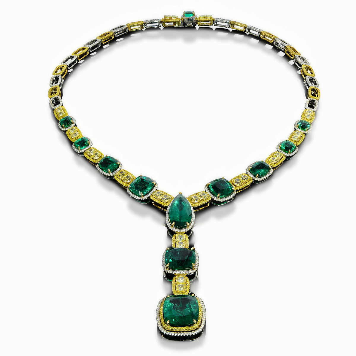 Extraordinary Emerald & Yellow Diamond  Necklace